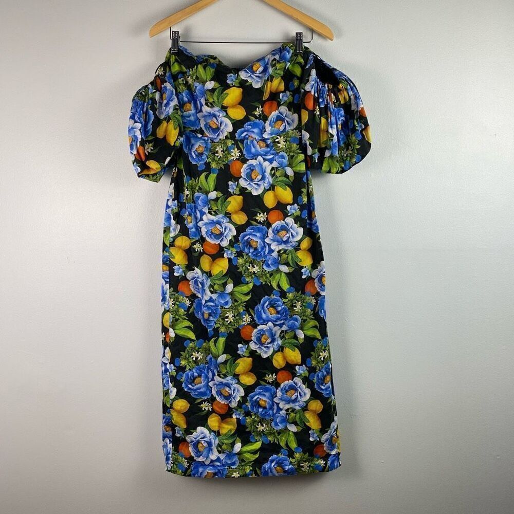 BORGO DE NOR Tati Off Shoulder Peonia Black Cotton Dress - Picture 6 of 16